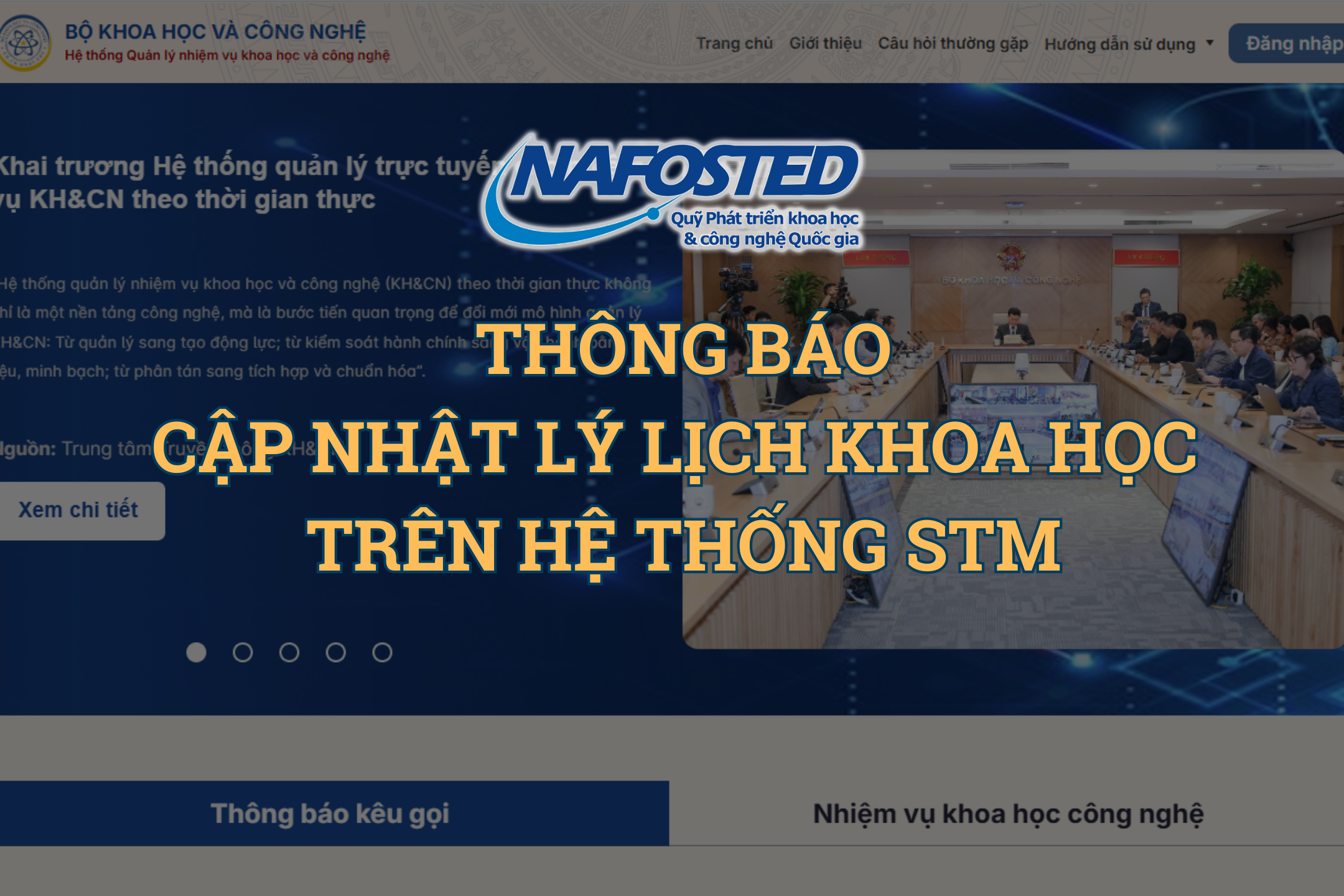 Thông báo về việc rà soát, cập nhật lý lịch khoa học trên Hệ thống STM