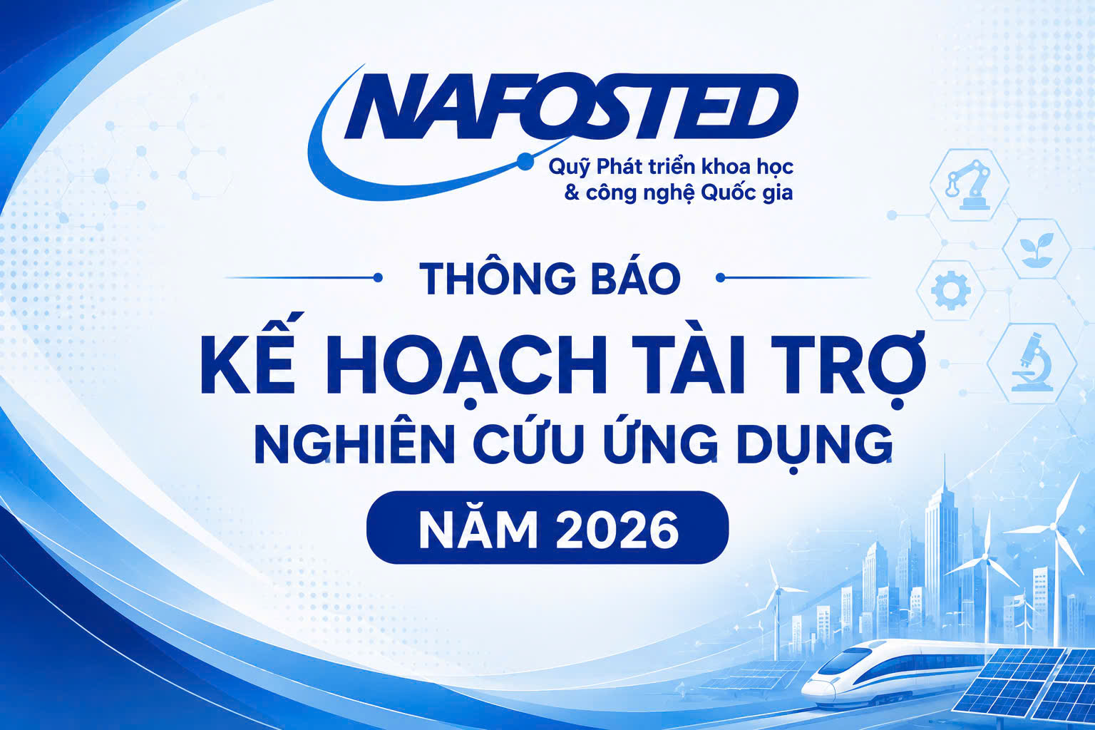 Thông báo Kế hoạch tài trợ Nghiên cứu ứng dụng năm 2026