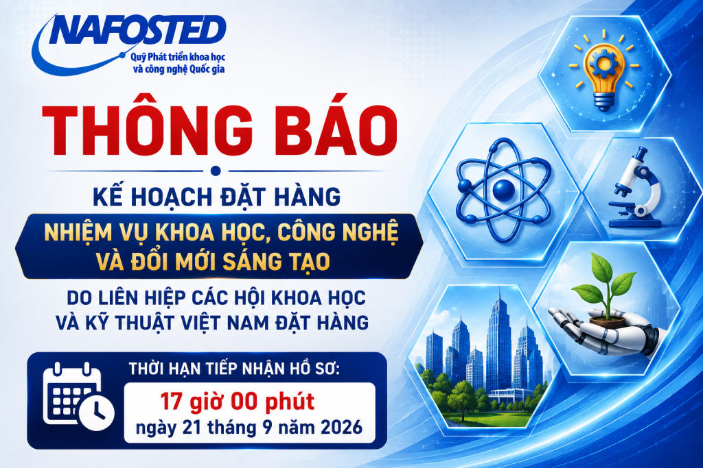 Thông báo kế hoạch đặt hàng nhiệm vụ khoa học, công nghệ và đổi mới sáng tạo do Liên hiệp các Hội Khoa học và Kỹ thuật Việt Nam đặt hàng